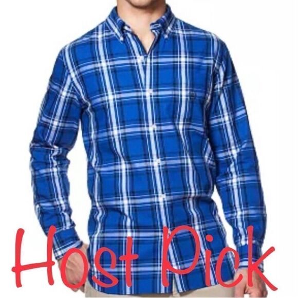 Chaps by Ralph Lauren Classic Fit Plaid Button Down in Pacific Royal Men’s XXL - Picture 1 of 9